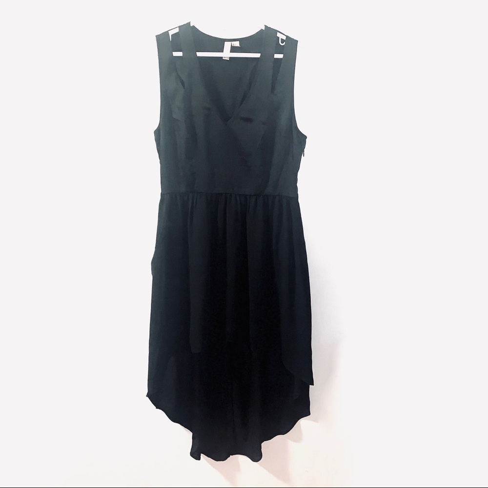 F21 Black Cutout Strap High-low Chiffon Dress